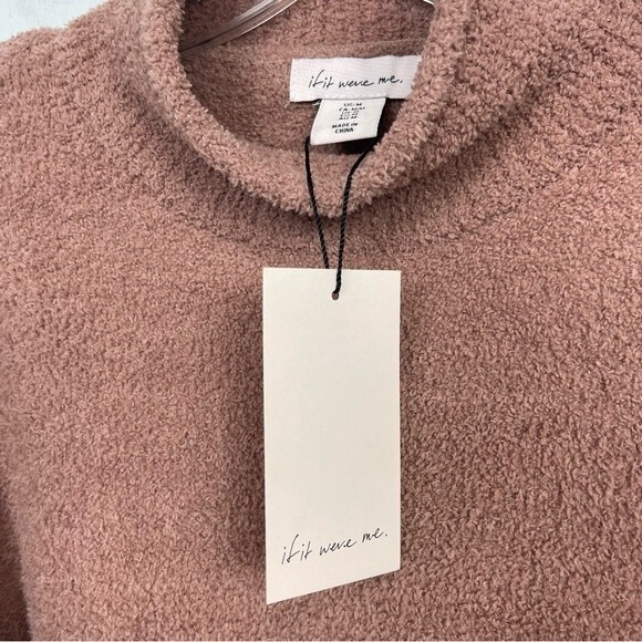 NWT If It Were Me Cozy Sherpa Fuzzy Crop Boxy Drop Shoulder Loungewear Sweater M - Picture 2 of 11